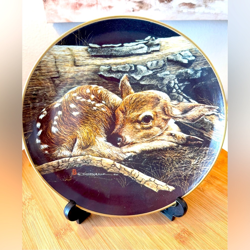 Vintage 1982 Sally Miller "Newborn Fawn" Signed Plate, Limited Edition